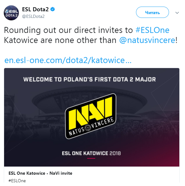 Нави ESL One Katowice 2018 Natus Vincere